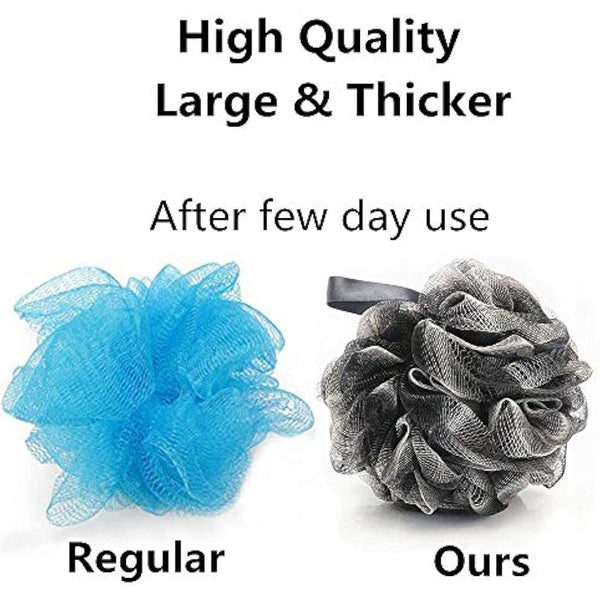 3 Pack Bath Shower Sponge JollyJelly Mesh Bath Loofahs Body Scrubber Brush for Women Men Exfoliate Skin Clean Soothe Skin (60g/PCS)