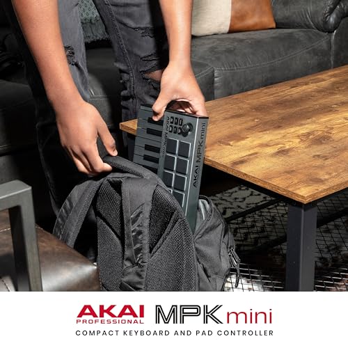 Akai Professional MPK Mini MK3 - 25 Key USB MIDI Keyboard Controller with 8 Backlit Drum Pads, 8 Knobs and Music Production Software and Native Instruments Sound Package (NKS Integration)
