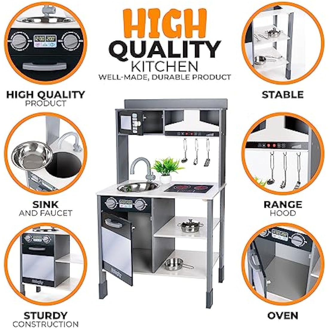 Green series Kinderplay Toy Kitchen | Kids Play Kitchen - Modern Kids Kitchen | Beautiful Wooden Kitchen | Kitchen Kids | Toddler Kitchen | Kitchen Toy | Children Wooden Play Kitchen, model GS0062