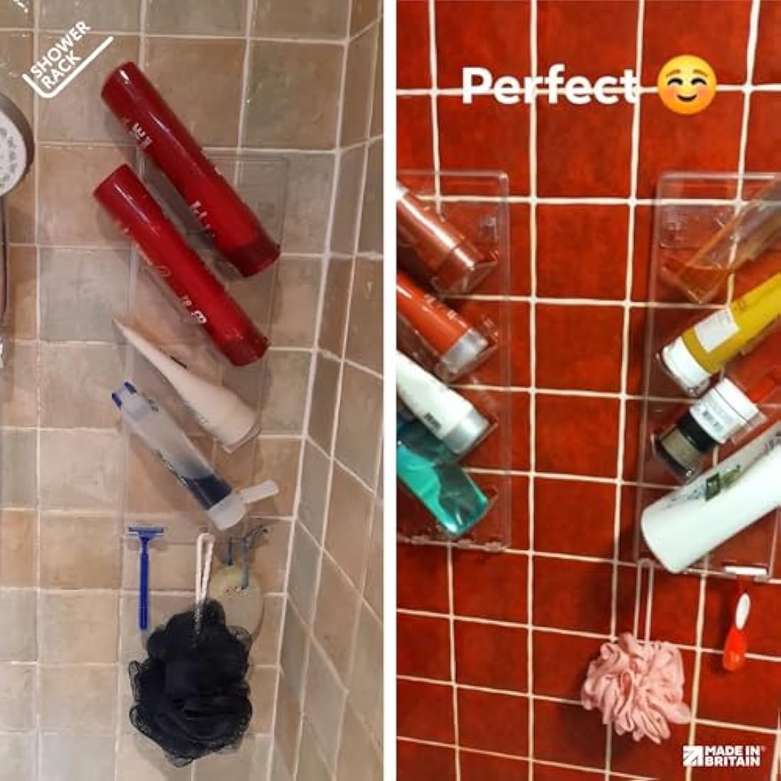 Shower Caddy (2 Pack) - Rustproof, No Drilling, No Suction Cups - Stores & Organises Shampoo, Conditioner and more - Bathroom Storage Rack