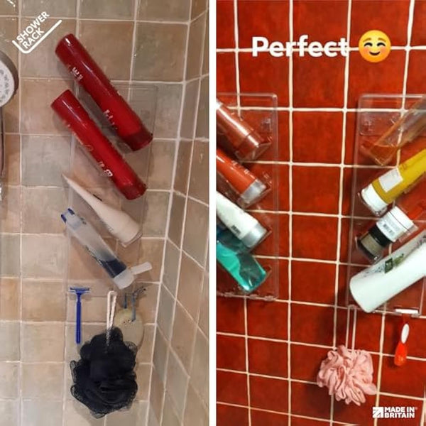 Shower Caddy (2 Pack) - Rustproof, No Drilling, No Suction Cups - Stores & Organises Shampoo, Conditioner and more - Bathroom Storage Rack