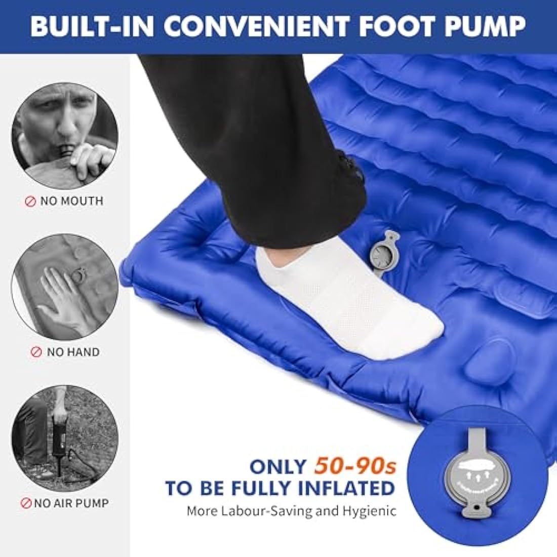 HiiPeak Strong Support Camping Mat, Inflatable Sleeping Mattress 3.9 Inch Thickness Sleeping Pad with Pillow, Quick Inflation Ultralight Portable Camping Sleeping Bed for Backpacking, Hiking, Picnic