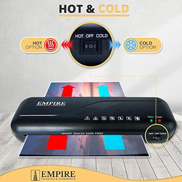 Empire Laminator, Laminating Machine with 5 Pouches, Hot and Cold Machine, A4 Thermal Laminator for Home, School and Office Use