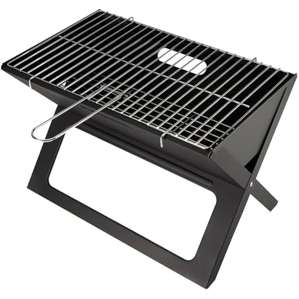 Direct Designs - Notebook Folding Grill - Portable Picnic BBQ with Chrome Plated Cooking Grid (Black)