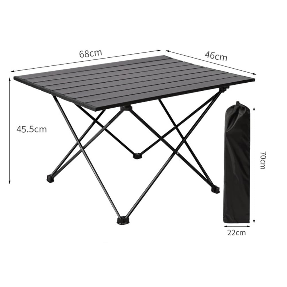 Portable Camping Table, Roll Top Aluminum Folding Lightweight Camping Table with Carry Bag for Picnic, Beach, Fishing, BBQ, Hiking, Fishing (Size L)