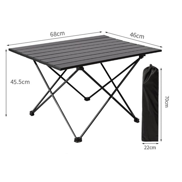 Portable Camping Table, Roll Top Aluminum Folding Lightweight Camping Table with Carry Bag for Picnic, Beach, Fishing, BBQ, Hiking, Fishing (Size L)