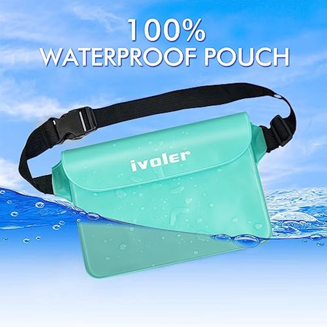 ivoler Waterproof Pouch Bag + Phone Case, Waterproof Case Dry Bag for Beach,Swim,Boating,Kayaking,Hiking,Protect Phone, Camera, Cash, Mp3, Passport, Document From Water, Sand, Snow, Dust - Green