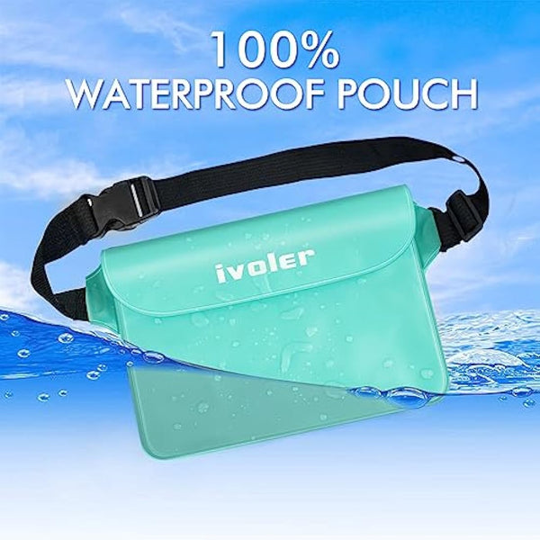 ivoler Waterproof Pouch Bag + Phone Case, Waterproof Case Dry Bag for Beach,Swim,Boating,Kayaking,Hiking,Protect Phone, Camera, Cash, Mp3, Passport, Document From Water, Sand, Snow, Dust - Green