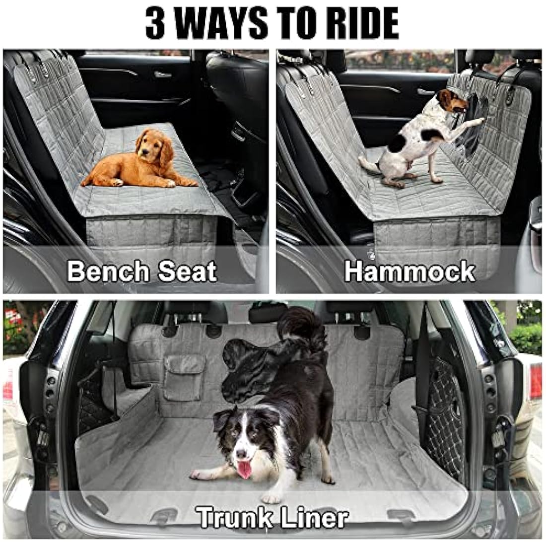 PLUTUS PET Dog Car Seat Cover for Back Seat with Side Flaps and Mesh Window, Waterproof Anti-scratch Nonslip Dog Hammock for Cars, Trucks and SUVs