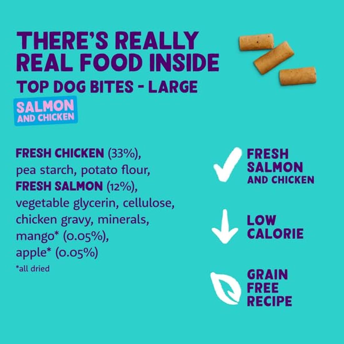 Edgard Cooper Natural Dog Treats - Salmon and Chicken Top Dog Bites (Small) - (15 x 50g bag), Grain Free, High in Protein & fresh meat, full of essential amino acids for healthy insides