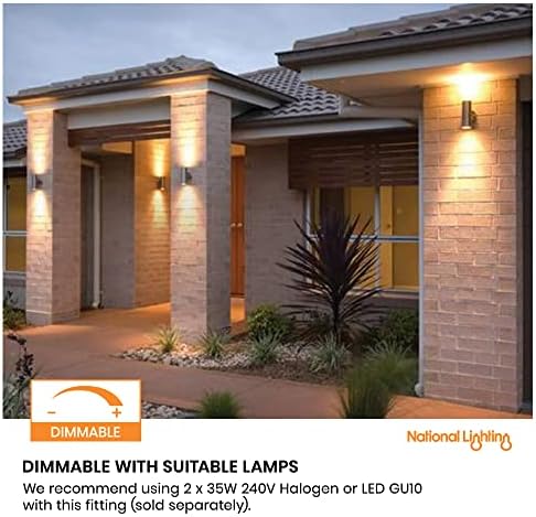 National Lighting Marine Grade Spot Lights - Outdoor Up Down Lights - Stainless Steel IP65 Rated Waterproof Wall Light Spotlights for Coastal Areas - Max 35W Halogen or GU10 LED (Not Included)