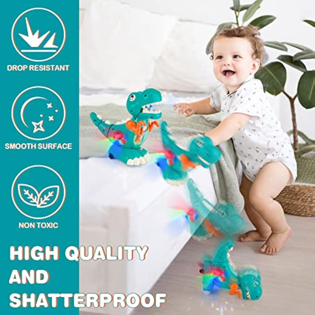 DINORUN Baby Toys Crawling Walking Dinosaur Toys With Musical Light for Boys And Girls Baby Sensory Sound Toys Toddler Birthday Gifts