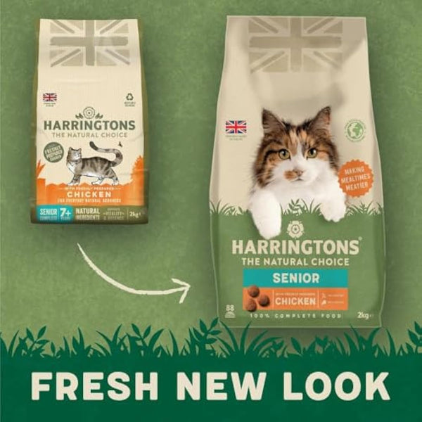 Harringtons Complete Senior Dry Cat Food Chicken 2kg (Pack of 4) - Tasty Natural Goodness