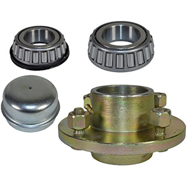 AB Tools Trailer Cast Wheel Hub 4" PCD 1" Taper Bearing 4 Stud With Wheel Nuts And Cap