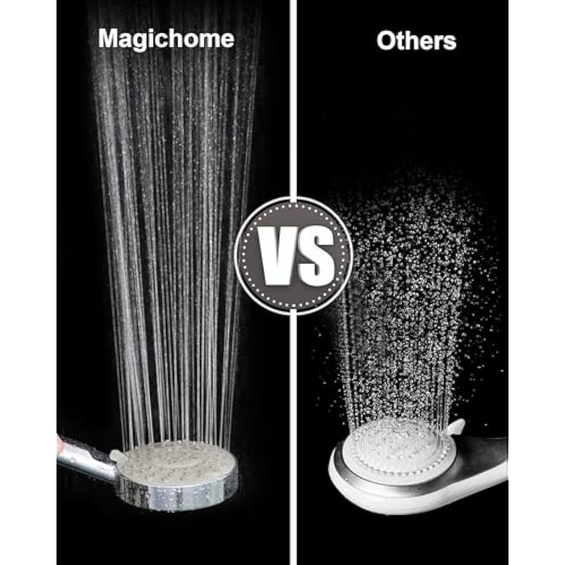 Shower Head and Hose 2M, Magichome Shower Head High Pressure with 5 Spray Modes, Turbocharged Design Power Showerhead for Low Water Pressure