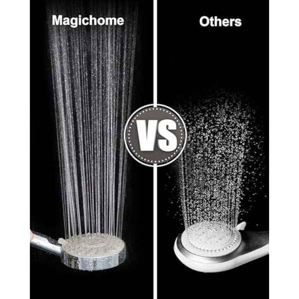 Shower Head and Hose 2M, Magichome Shower Head High Pressure with 5 Spray Modes, Turbocharged Design Power Showerhead for Low Water Pressure