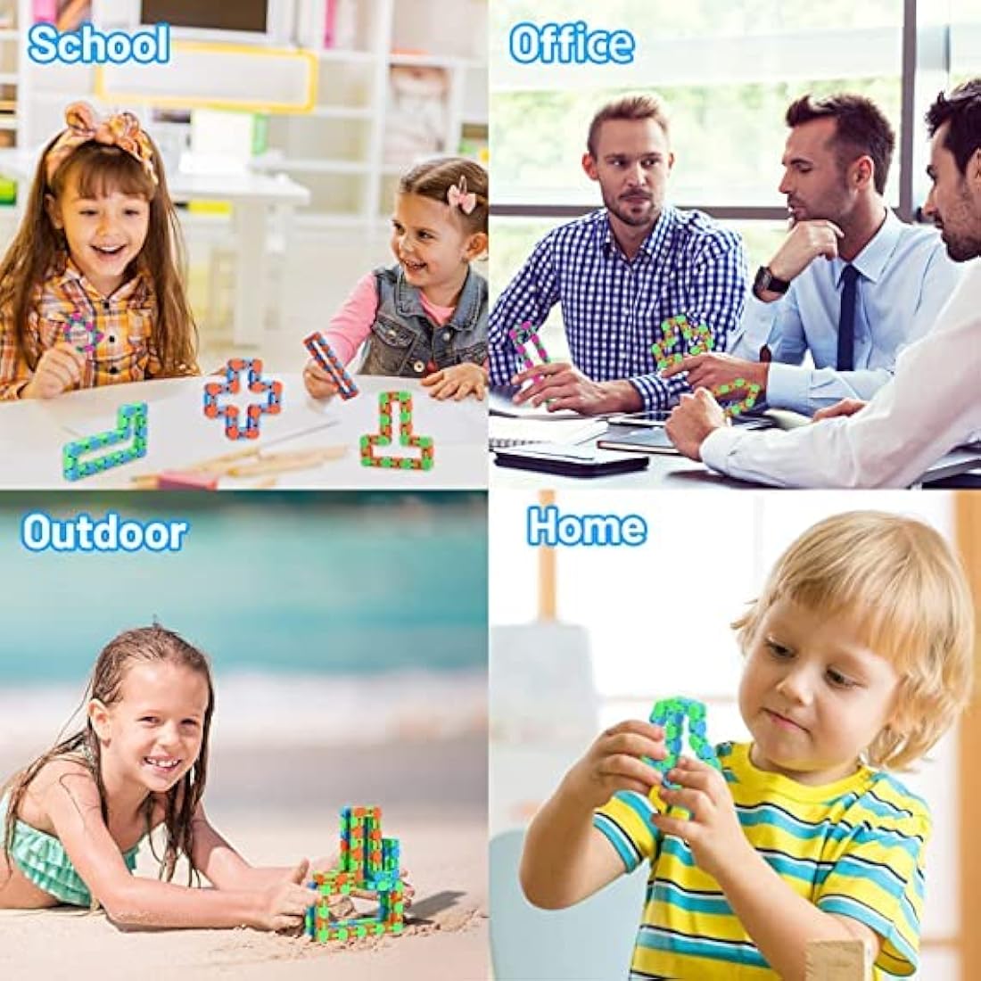 24-Pack 24 Links Wacky Tracks Toys, Puzzle Toy, Snap and Click Toys Snake Fidget Toys Click Sensory Toys for Stress Relief Party Bag Fillers