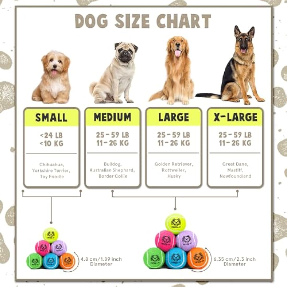 Dog Tennis Balls By Smith’s | 6 Pack | 6.35CM / 2.5” Diameter | 25% Stronger | High Visibility Colours | Tested And Certified | Best For Medium (11KG) to Giant Dogs (45KG)