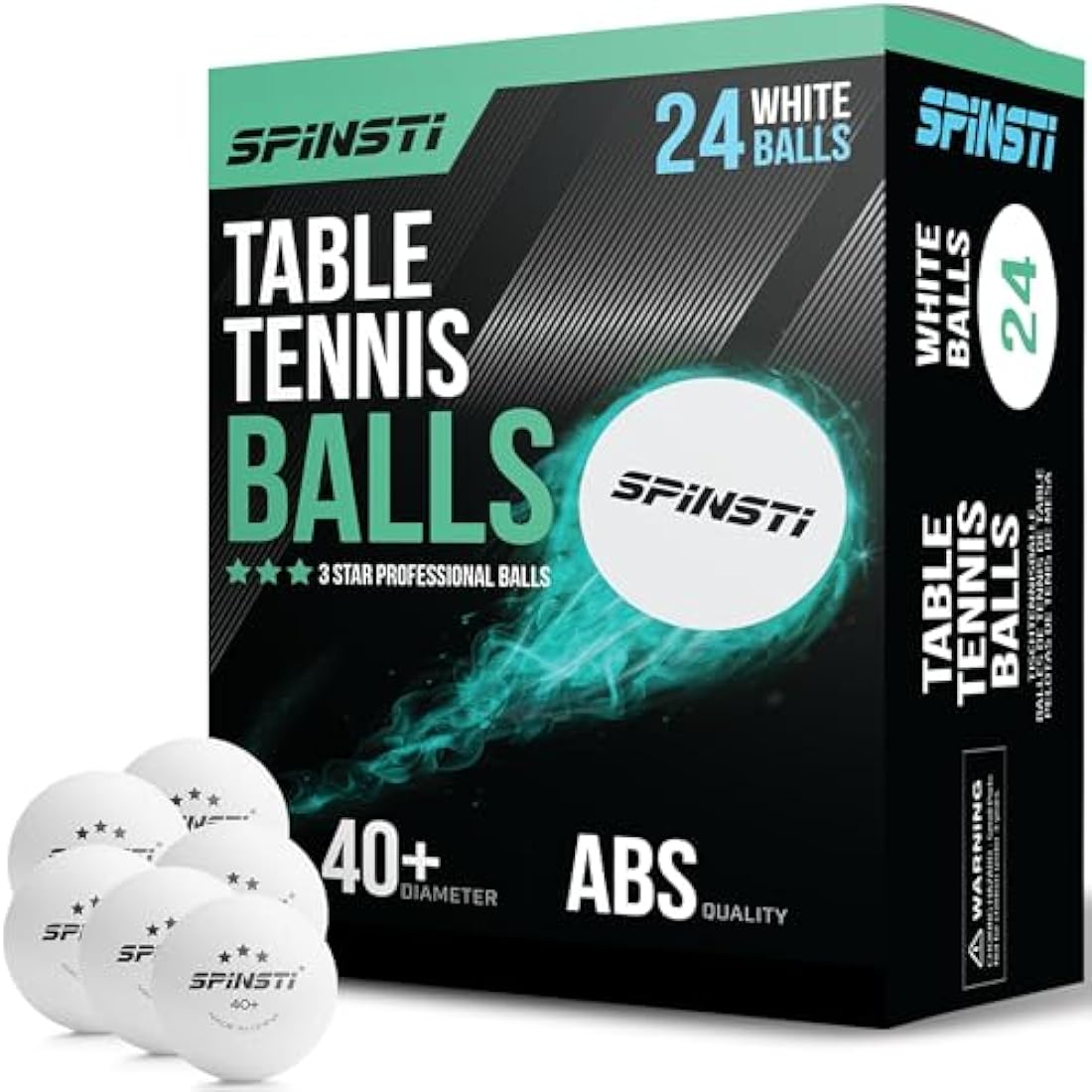 SPINSTI Premium Table Tennis Balls 40+mm Professional 3 Star ABS Quality (White/Orange) High-Performance Ping Pong Balls for Indoor & Outdoor Sports Spherical & Celluloid-Free