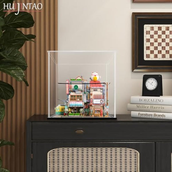 HUIJINTAO Clear Acrylic Display Case Countertop Box Cube Organizer Stand Dustproof Protection Showcase for Action Figures/Toys/Collectibles(10x10x10inch;25x25x25cm)