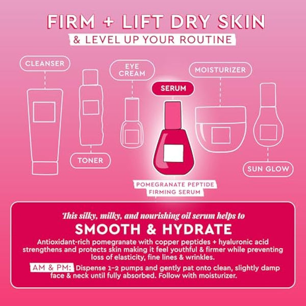 Glow Recipe Pomegranate Copper Peptides Face Serum - Face Firming Peptide Serum for Women & Men with Polypeptides + Hyaluronic Acid - Hydrating & Plumping Facial Serum for Smoothing Fine Lines (30ml)