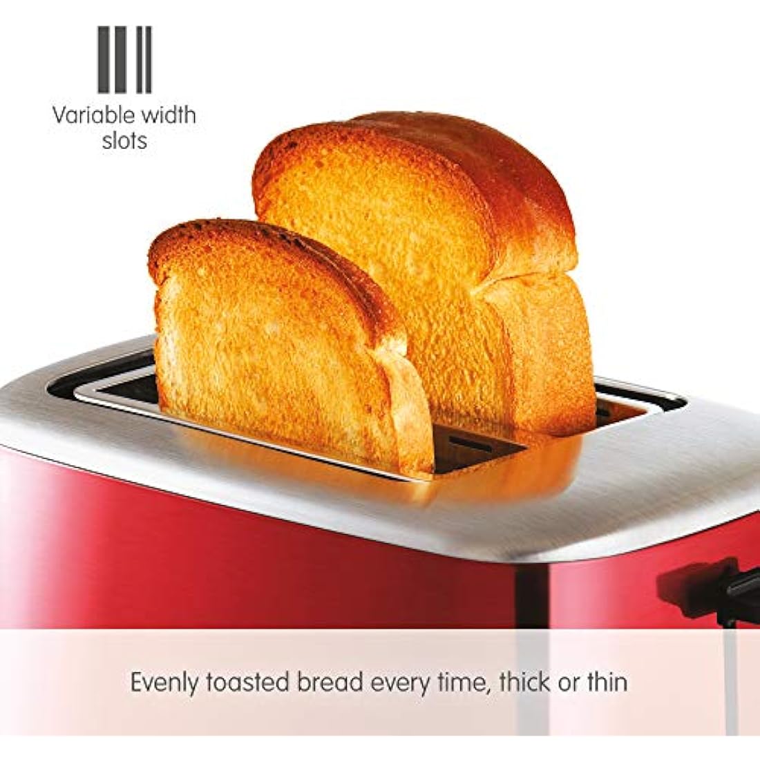Morphy Richards Equip Red 2 Slice Toaster - Defrost And Reheat Settings - 2 Slot - Stainless Steel - 222066