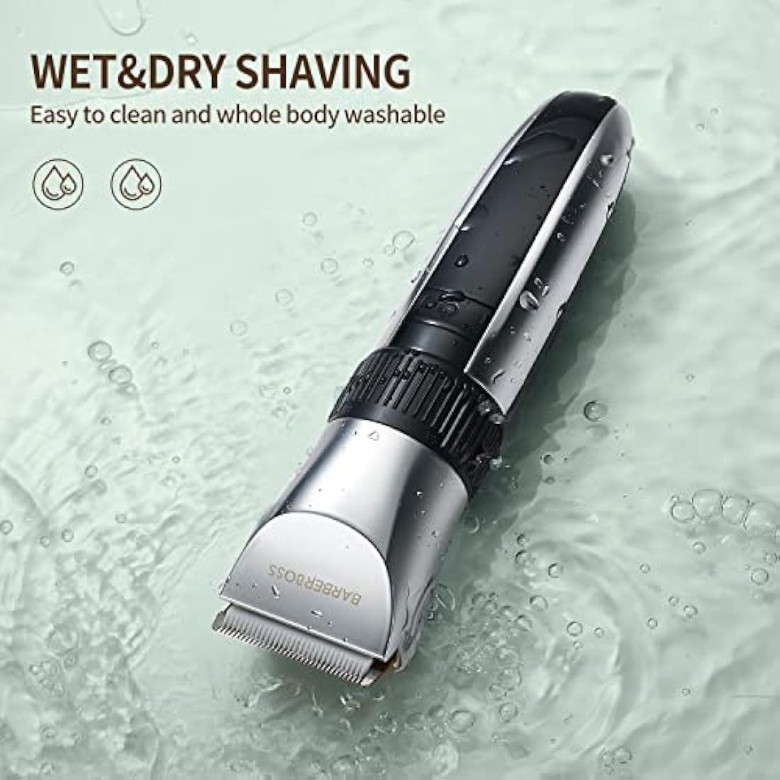 BarberBoss Cordless Dog Grooming Clipper - Waterproof, Ceramic Blades, LED Display, Fast Charging, Electric Pet Clippers for Dogs & Cats, Pets Hair Trimmer, QR-9082