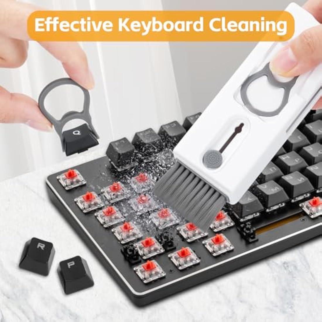 Alyvisun 11 in 1 Laptop Cleaning Kit, Multifunctional Keyboard Cleaner Brush with Keycap Puller for Tablet, Phones, Earphones, PC, Grey