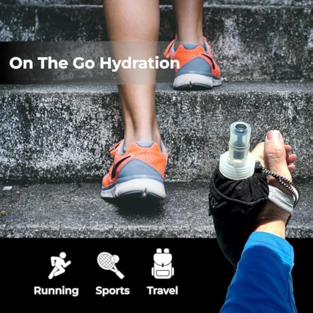 FITLY Soft Water Bottle | Shrink As You Drink Soft Flask for Hydration Pack | Folding Water Bottle Ideal for Running, Hiking, Cycling, Climbing & Rigorous Activity