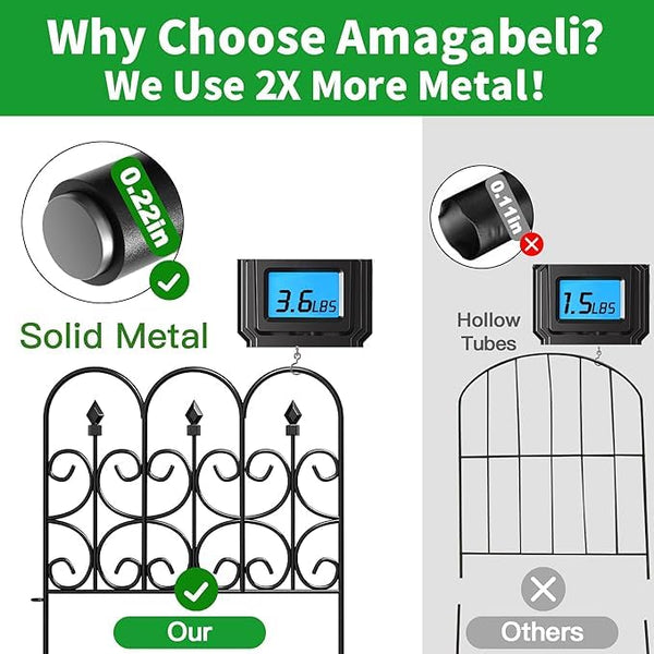 Amagabeli Garden Home 5 Panels Decorative Garden Fence for Dogs 81CM(H) x3.05M(L) Outdoor Coated Metal Rustproof No Dig Fence Metal Garden Edging