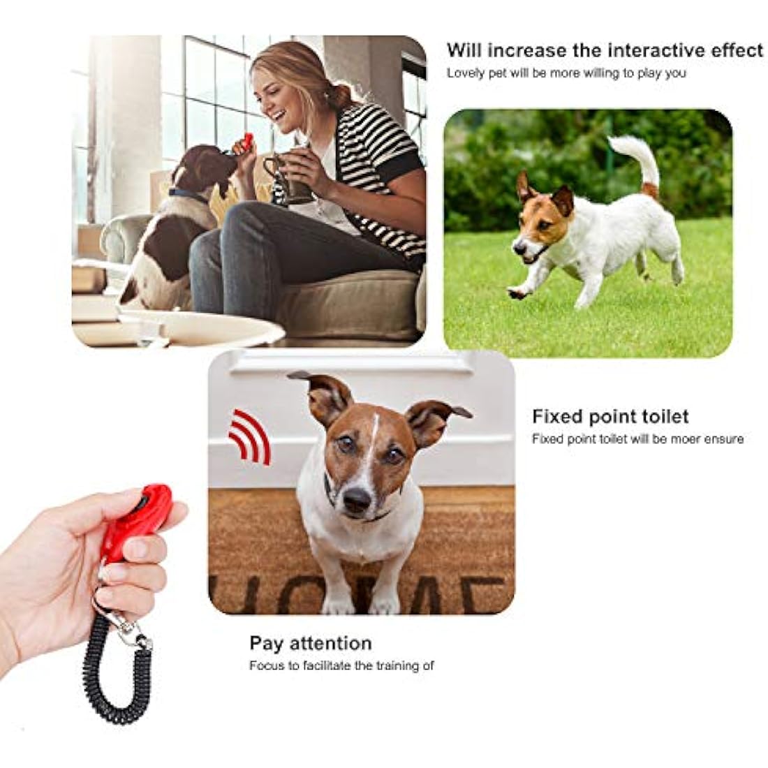 Dog Training Clickers with Wrist Strap, Effective Pet Training Tools for Puppy or Cat Behavioral Training 4-Pack Colorful Sound Easy to Use Practical Button Clicker