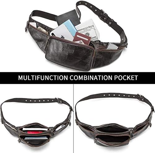 FANDARE Waist Packs Men Sling Bag Waist Pouch Leather Fanny Pack Waterproof Chest Bag Business Travel Running Cycling Sports Crossbody Bag Multipurpose Shoulder Bag