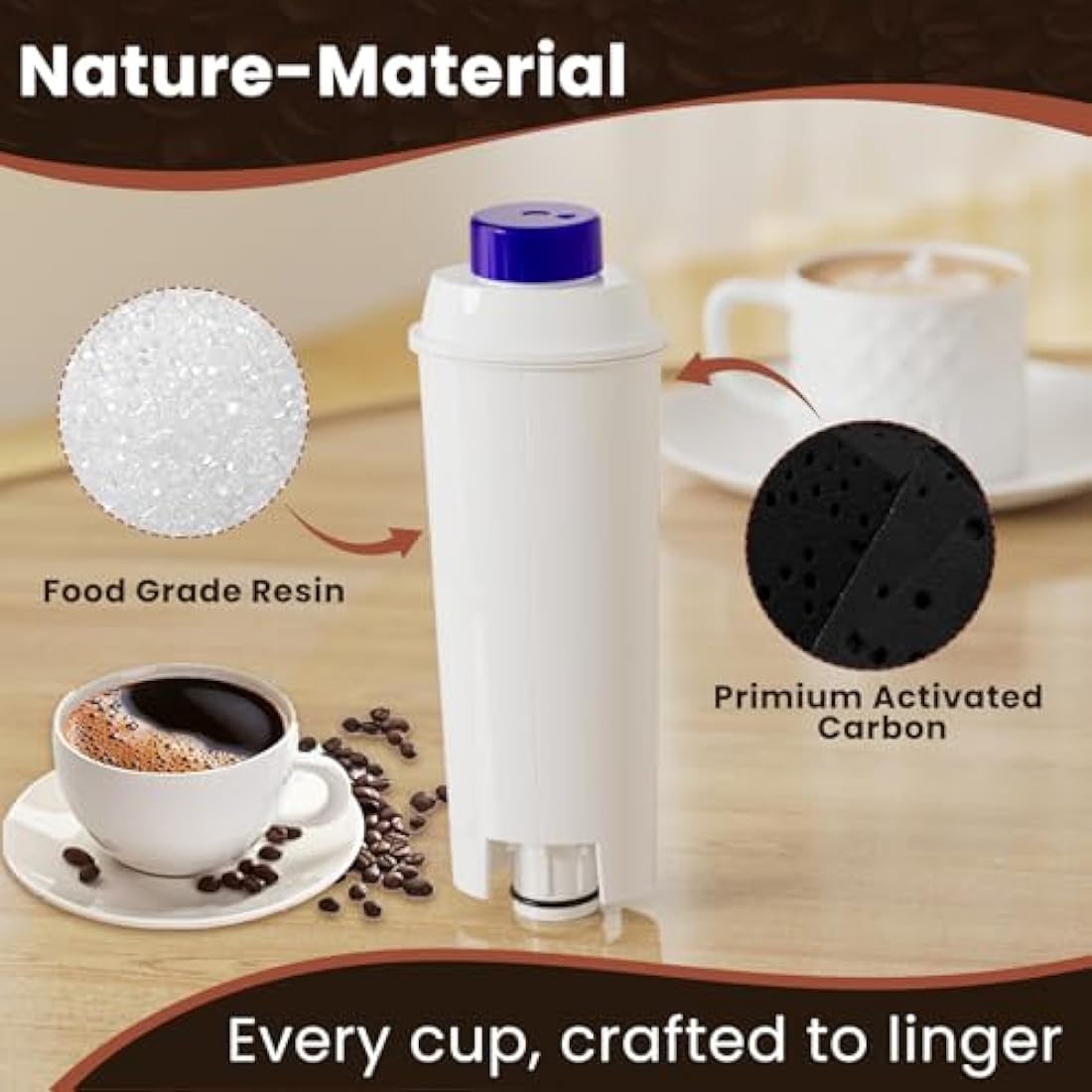 GOLDEN ICEPURE Coffee Machines Water Filter Compatible with De'Longhi DLSC002, SER3017 & 5513292811,De Longhi,ECAM, Esam, ETAM, BCO, EC-Series,6 Pieces