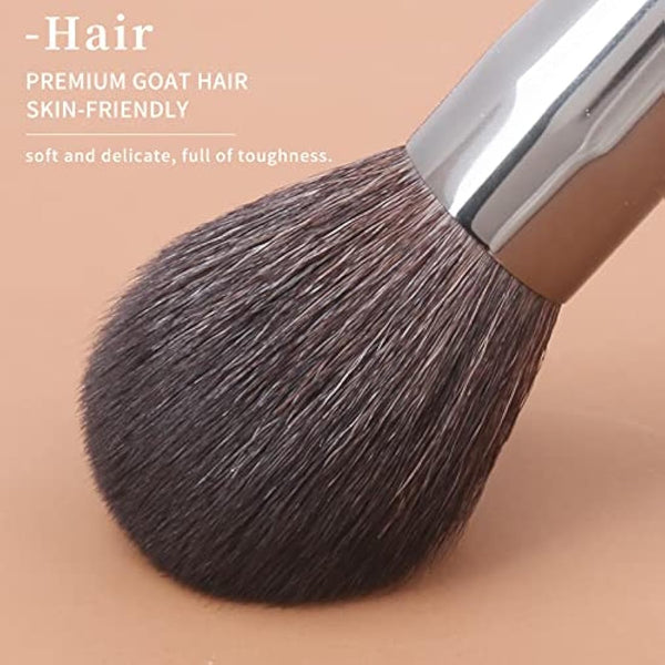 ENZO KEN Deluxe Natural Goat Hair Makeup Brush Set with Case, Makeup Brushes Set Professional, 24 Cosmetic Brushes, Wooden Makeup Brushes, Natural Bristle Makeup Brush.