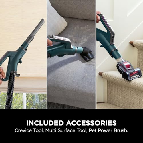 Shark PowerDetect Corded Upright Vacuum Cleaner, DuoClean Detect, Reverse Clean, Anti Hair Wrap Plus, Anti-Allergen, 8m Cord, 1.3L, Dusting Brush, Pet, Crevice, Multi Surface Tools & Bag, AZ3900UKTBK