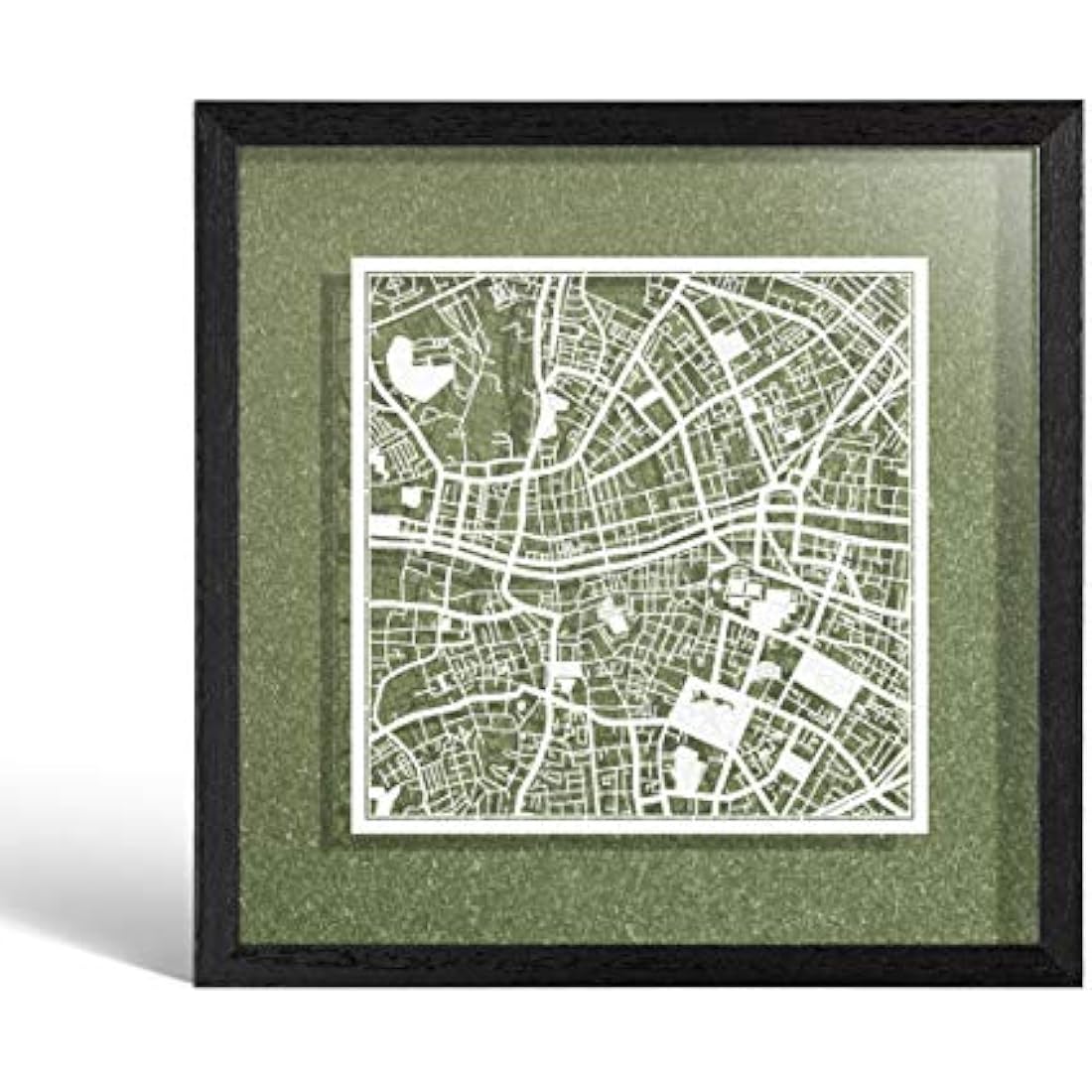 O3 DESIGN STUDIO Dublin Marco de Papel para mapas, White map, Black frame, 9x9 inches, Gift Boxed, 4 background color, self-changing, Paper Art