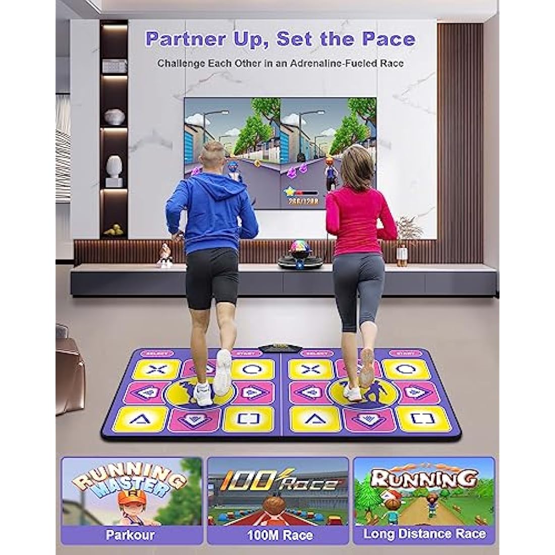 Acelufly Flannel Dance Mat for TV with Camera, Double Dance Mat with Wireless Controller, Non-Slip Dance Pad for Kids Adults, Gifts for Girls Boys