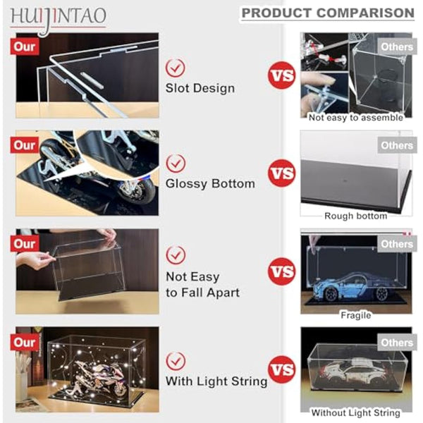 HUIJINTAO Clear Acrylic Display Case Countertop Box Cube Organizer Stand Dustproof Protection Showcase for Action Figures/Toys/Collectibles(12x10x10inch;30x25x25cm)