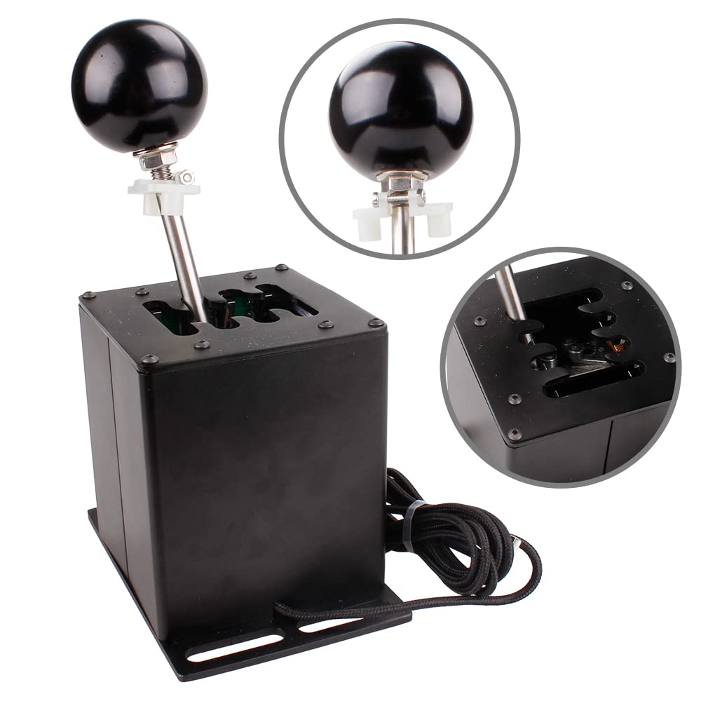 muge racing USB Simulator Shifter, Compatible with Logitech G29 G27 G25 G920 Thrustmaster T300RS/GT Steering Wheel Sequential H Gear Shifter Compatible with ATS ETS Dust WRC Sim Racing Games 7+R