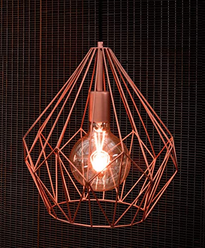 Eglo Carlton Vintage Pendant Lamp, Copper-Coloured Steel Retro Hanging Light, E27 Socket