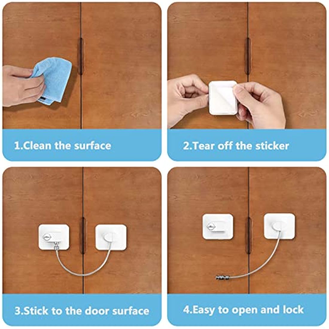 2 Pcs Refrigerator Door Locks, Fridge Lock with 4 Keys Stainless Steel Zinc Alloy Strong Adhesive Lock Protect Baby Safety Used on Refrigerators Freezers Cabinets Dryers Washers(White)