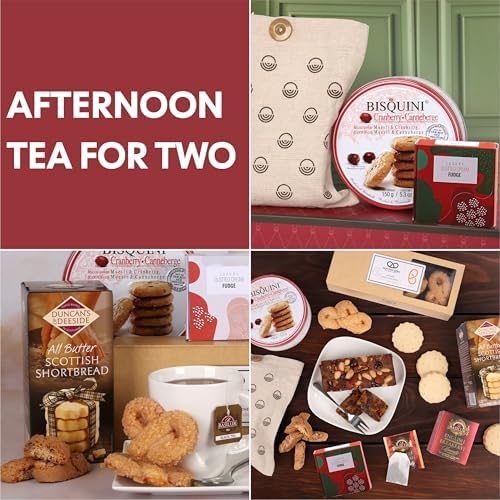 Afternoon Tea Hamper for 2 - Fruit Cake Hamper with Shortbread Biscuits, Fudge, Breakfast Tea, and Cookies - Luxury Food Hampers for Her, Gift Hamper for Mum, Birthday Hampers for Men - by Hay Hampers