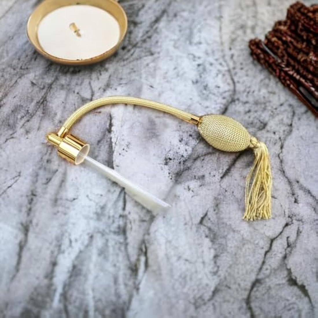 Classic Round Bottle 78ml Tassel Perfume Atomizer, Filling Funnel & Box (Gold)