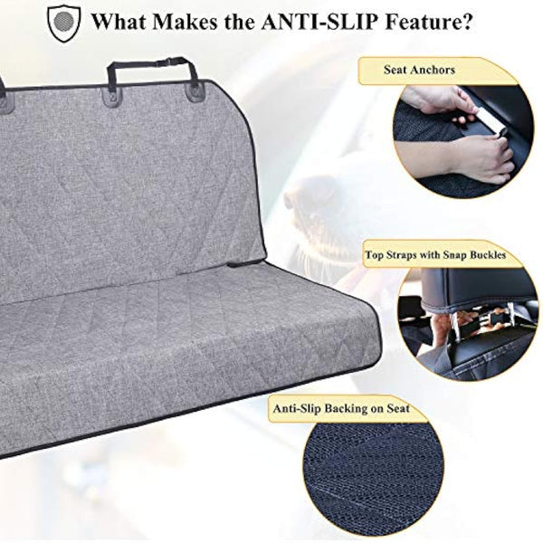 VIVAGLORY Dog Seat Covers, Dog Backseat Cover Pet Bench Protectors with Anti-Slip Backing, Back Seats Cover Rear Seat Covers Car Seat Cover for Dogs, Heather Black, S