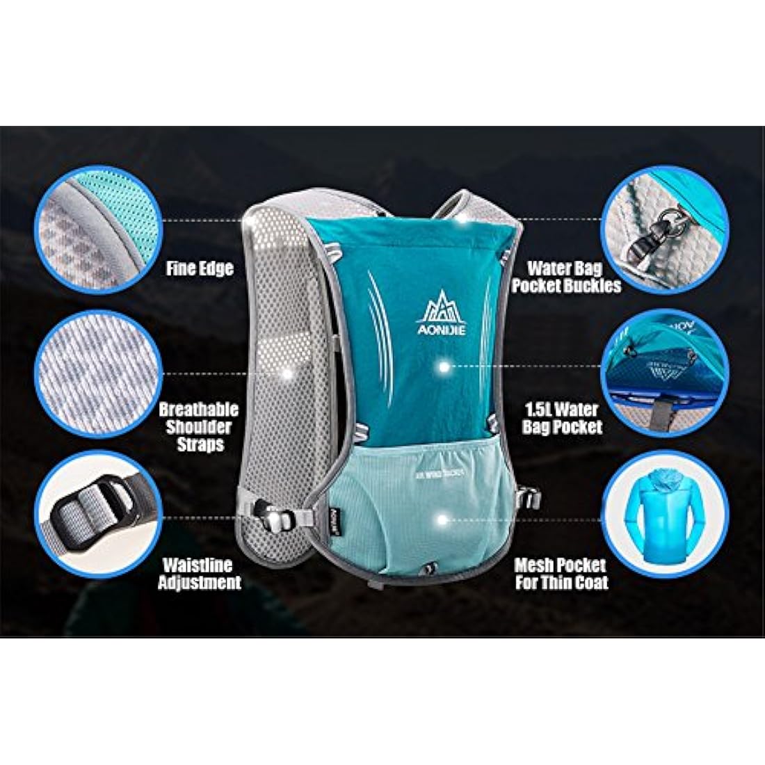 AONIJIE 5L Outdoor Sport Multifunctional Camping Backpack Cycling Running Climbing Hiking Hydration Vest Pack