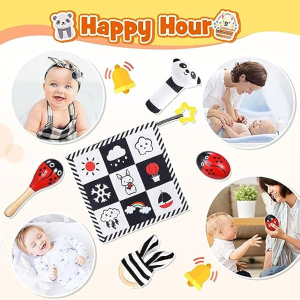 HappyKidsClub Black and White Sensory Toys for Babies 0-12 Months - Newborn Essentials, Easter Gifts, Montessori Toys