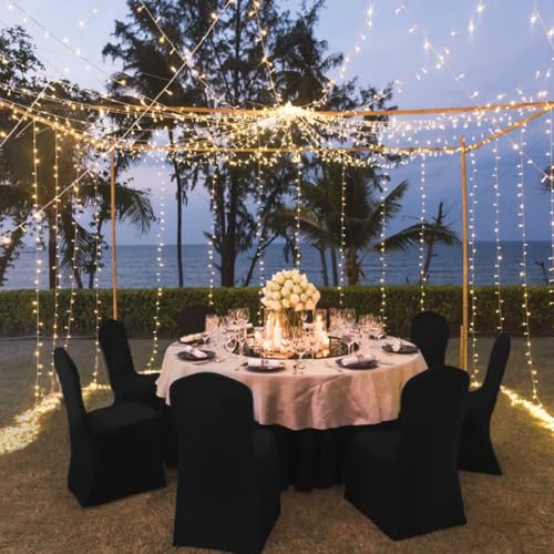 Kapwall 12 PCS Black Chair Covers, Spandex Stretch Washable Chair Covers for Wedding,Party and Banquet