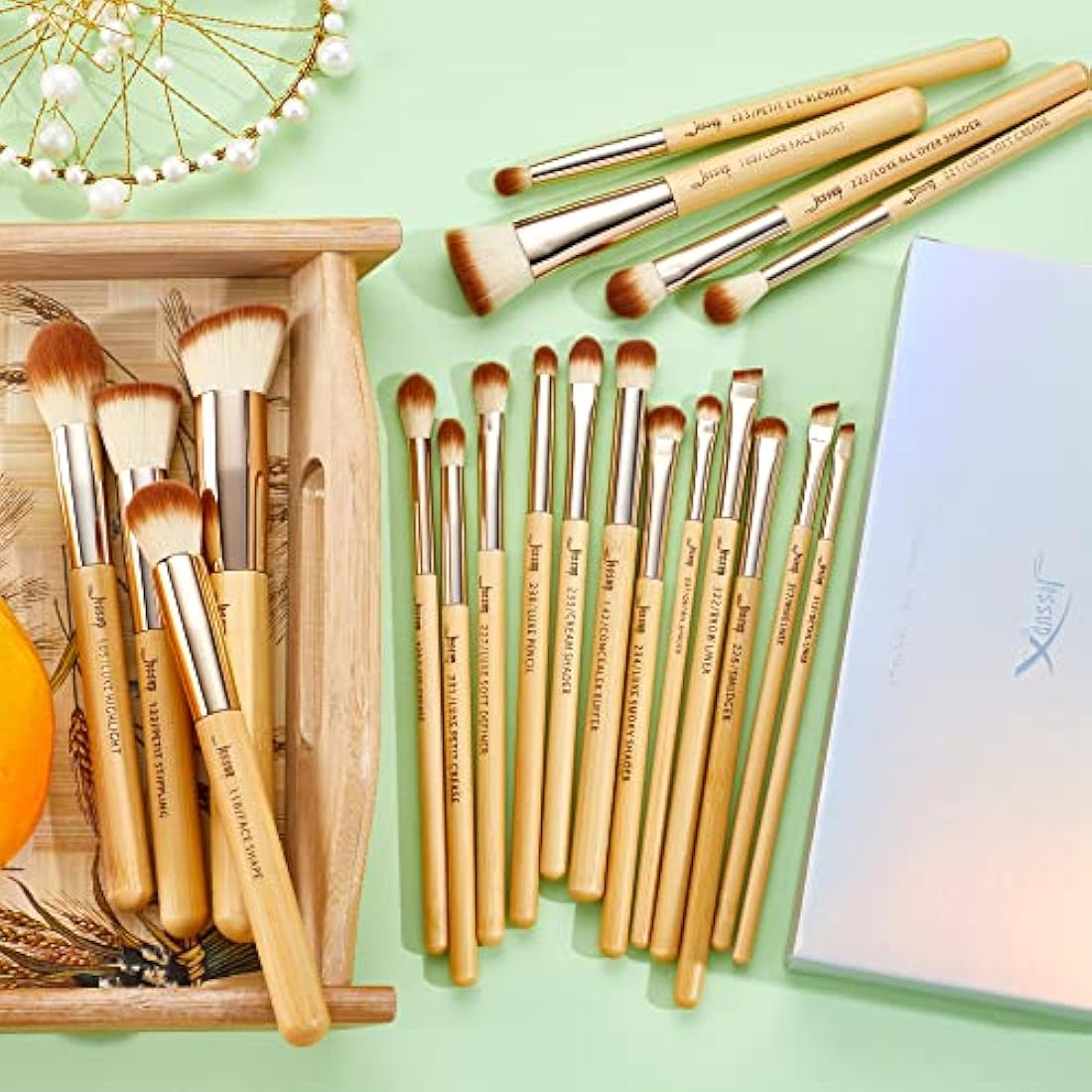 Jessup Brand 20pcs Beauty Bamboo Professional Makeup Brushes Set Make up Brush Tools kit Foundation Powder Brushes Eye Shader T145
