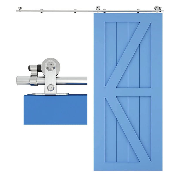 CCJH 200CM/6.6FT Stainless Steel Sliding Barn Door Hardware Kit Track Roller Closet Accessory for Single Door T Shape