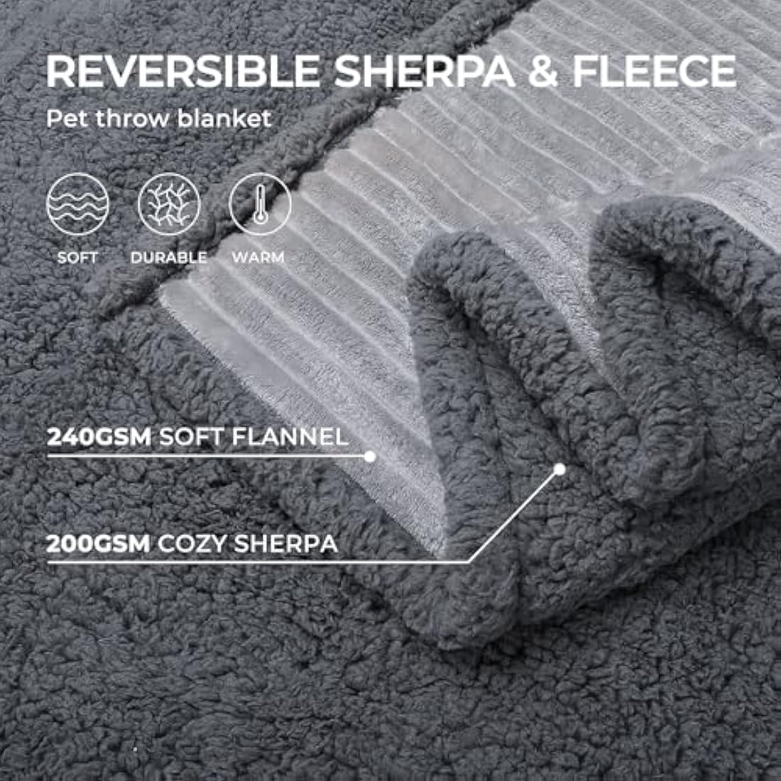 luciphia Washable Waterproof Dog Blanket Cute Dog Cat Blankets, Medium Large Dog Blankets for Sofa and Beds, Grey XL (145 * 216cm)